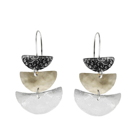 Israeli Dganit Cascading Crescent Tiers Earrings