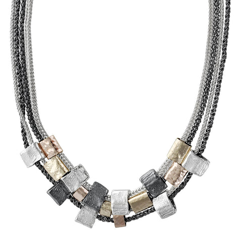 Israeli Dganit Hen Gold Silver Stepping Stones Necklace