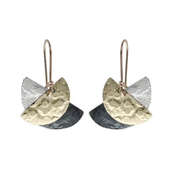 Israeli Dganit Hen Mixed Metals Half Moon Earrings