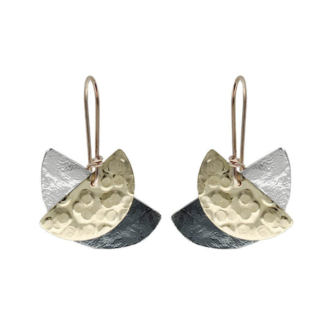 Israeli Dganit Hen Mixed Metals Half Moon Earrings