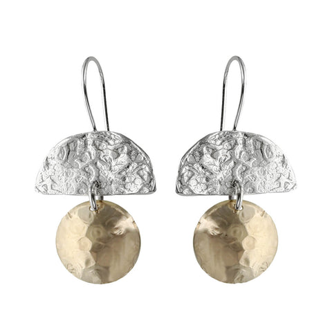 Israeli Dganit Hen Silver Gold Arch Earrings