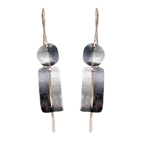 Israeli Dganit Hen Threaded Silver Shapes Earrings