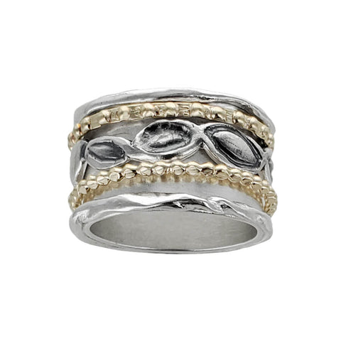 Israeli Embraced Trail Of Leaves Spinner Band Ring