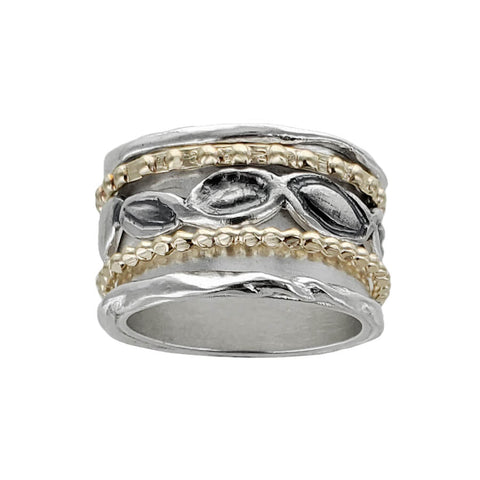  Israeli Embraced Trail Of Leaves Spinner Band Ring