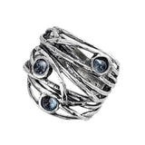 Israeli Intertwing Vines Holding Pools Of Blue Topaz Ring Another View