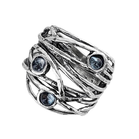 Israeli Intertwing Vines Holding Pools Of Blue Topaz Ring Another View