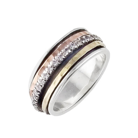 Israeli Ithil Embraced Sparkling Spinner Band Ring