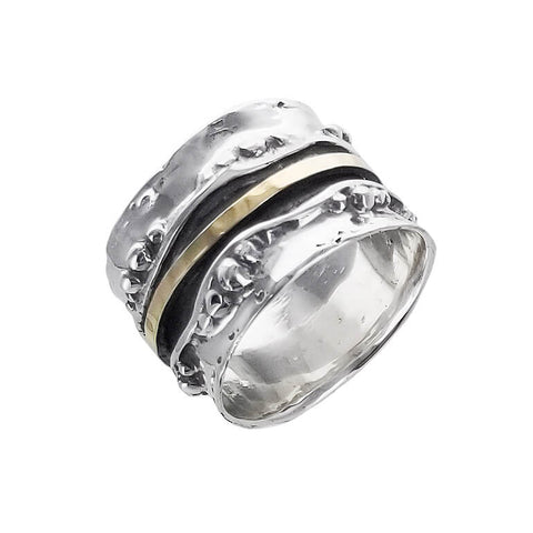 Israeli Ithil Pebbles And Gold Spinner Band Ring