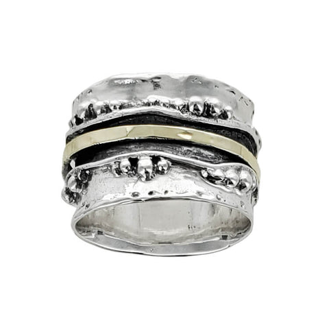 Israeli Pebbles And Gold Spinner Band Ring