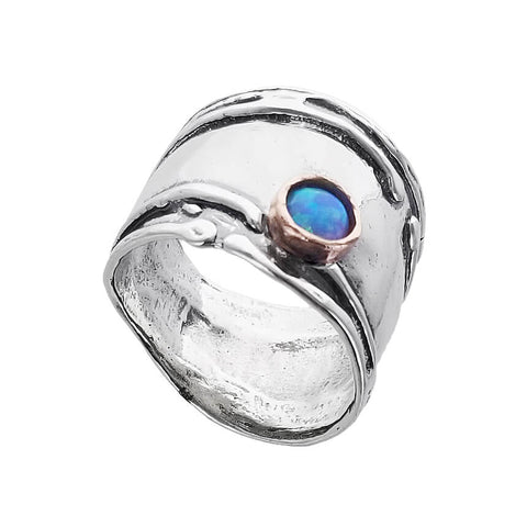 Israeli Sterling Tendrils With Opal Band Ring Another View
