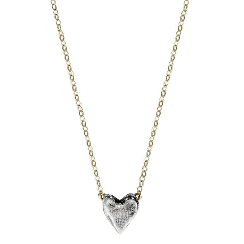 J & I Dainty Silver Gold Heart Necklace