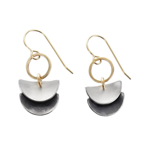 J and I Double Crescent Drop Earrings