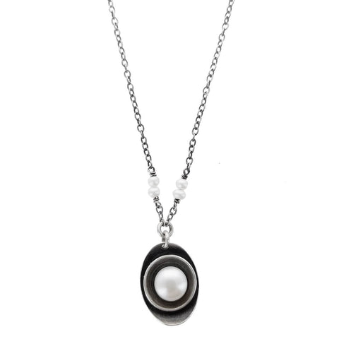 J & I Double Cupped Pearl Necklace