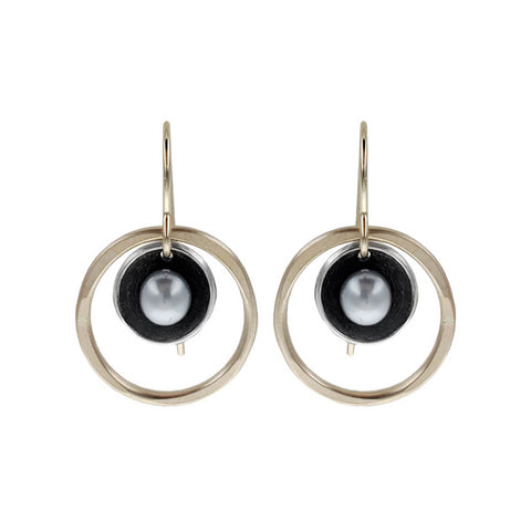 J & I Pearl Suspended In Gold Hoop Earrings