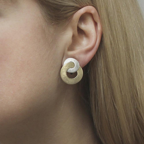 Marjorie Baer Intertwined Double Hoop Clip Earrings On Ear