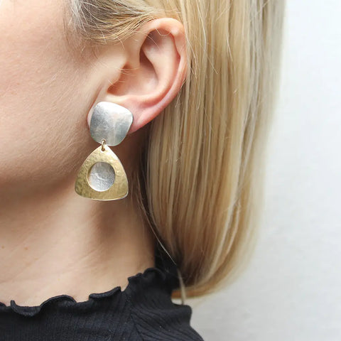 Marjorie Baer Layered Dimensional Triangle Clip Earrings On
