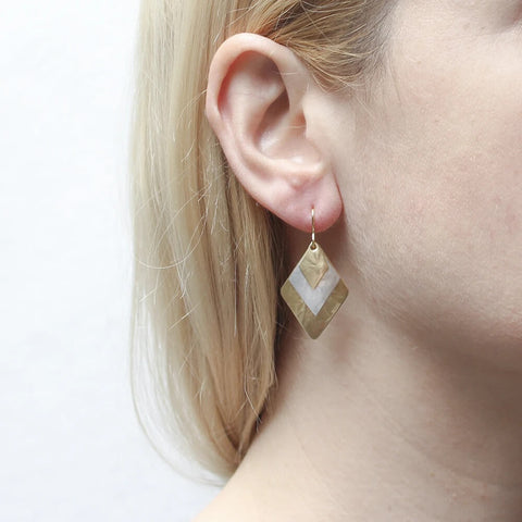 Marjorie Baer Layered Gold Silver Diamond Earrings On Ear