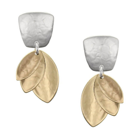 Marjorie Baer Mixed Metal Triple Fanned Leaves Post Earrings