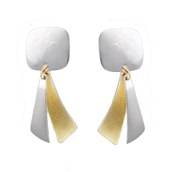 Marjorie Baer Two-Tone Arched Tabs Clip Earrings