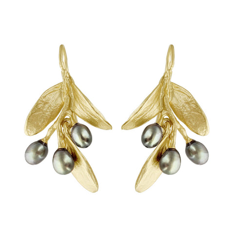 Michael Michaud Gold Olive Branch Earrings