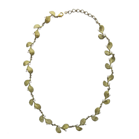 Michael Michaud Irish Thorn Leaves With Pearls Necklace full view