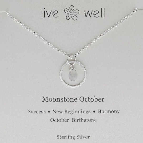 Moonstone October Birthstone Hoop Necklace By Live Well