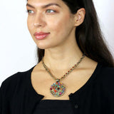 Michal Golan Colorful Large Spiral Pendant Necklace On Neck