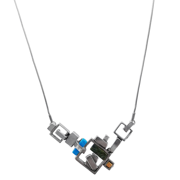 Osmose Squares Stones Glass Necklace
