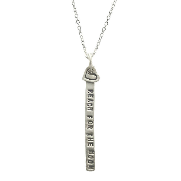 Reach For The Moon Sterling Tab Heart Necklace