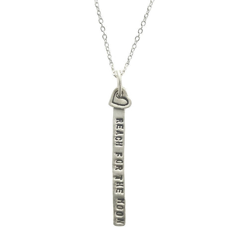 Reach For The Moon Sterling Tab Heart Necklace
