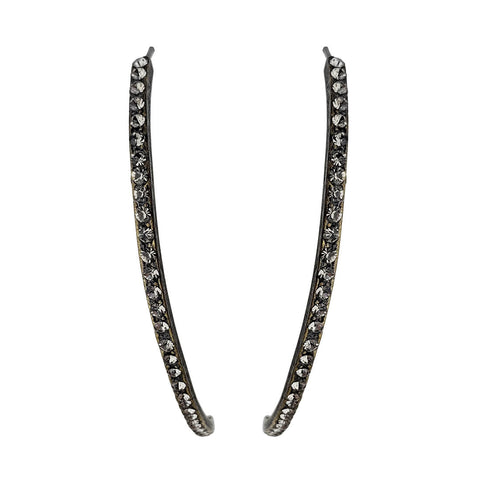 Rebel Designs Crystal Half Moon Hoop Post Earrings Front View