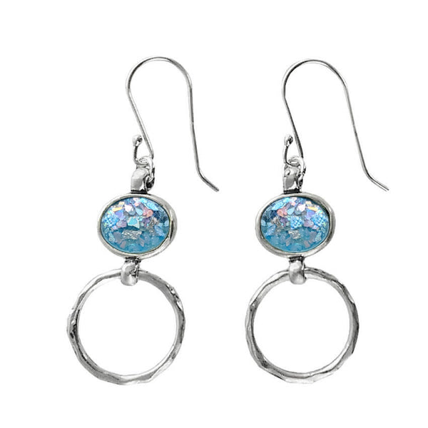 Roman Glass Sterling Hoop Earrings