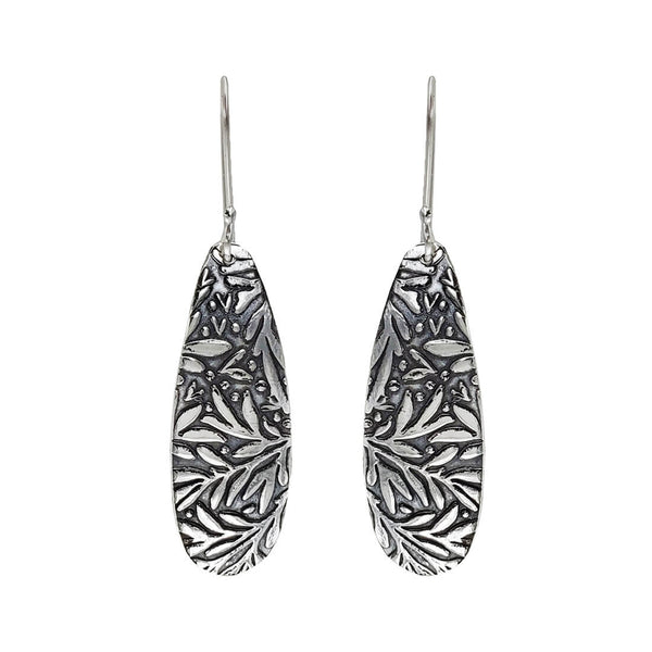 Sterling Arched Leaf Vine Drop Earrings
