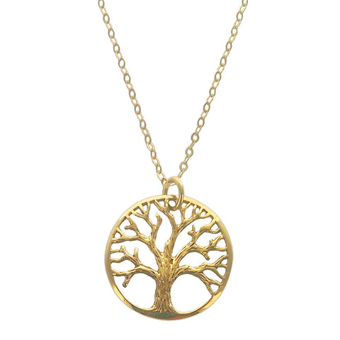 Golden Tree Of Life Pendant Necklace 