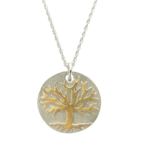 Tree of Life Silver and Gold Pendant Necklace