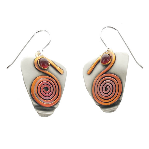  Winding Path Spiral Carnelian Earrings