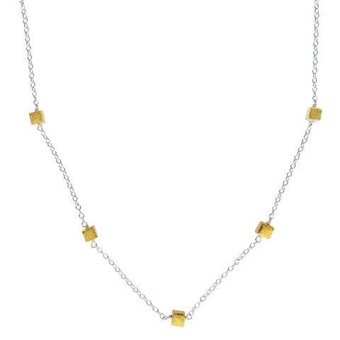 Zina Kao Linked Five Gold Mini Cubes Necklace