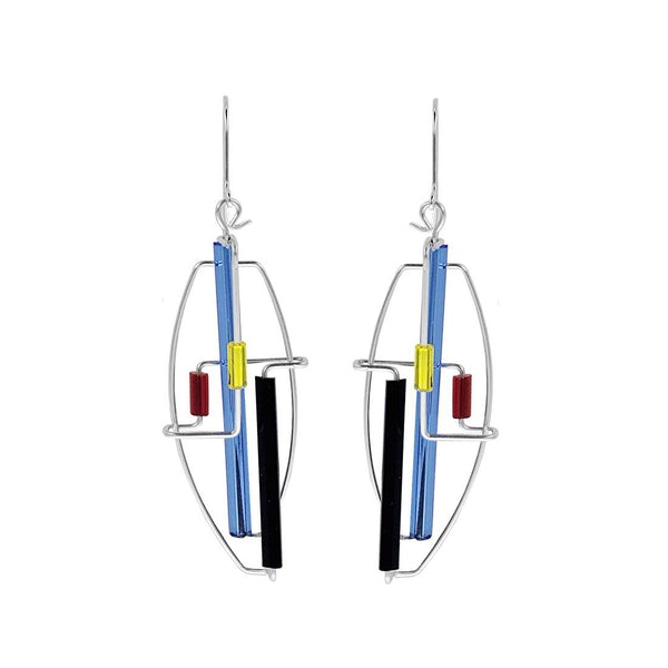 Barbie Levy Abstract Colorful Oval Earrings
