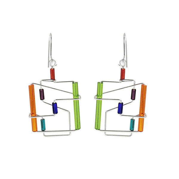  Barbie Levy Colorful Dimensional Square Earrings
