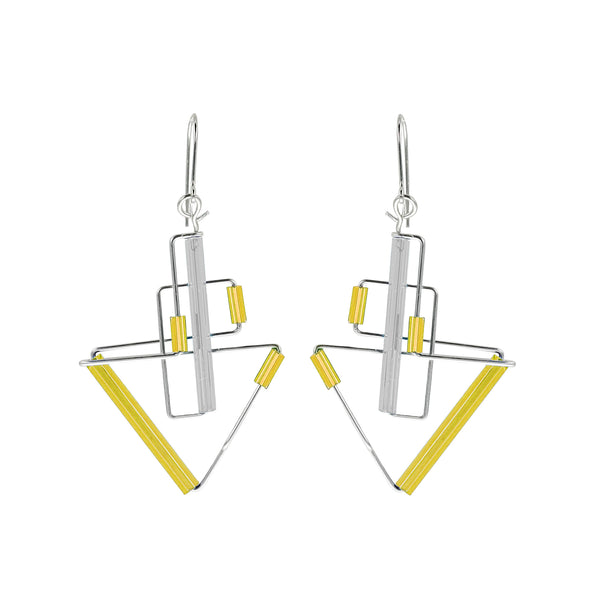 Barbie Levy Triangle Drop Yellow Clear Earrings