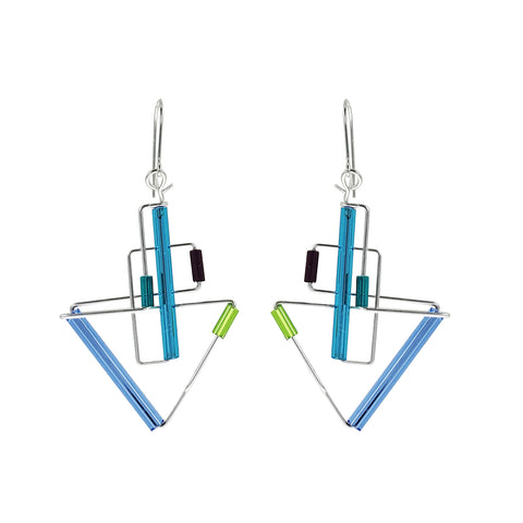Barbie Levy Triangle Drop With Blues Earrings