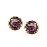 Betty Carre Antiqued Gold Amethyst Post Earrings
