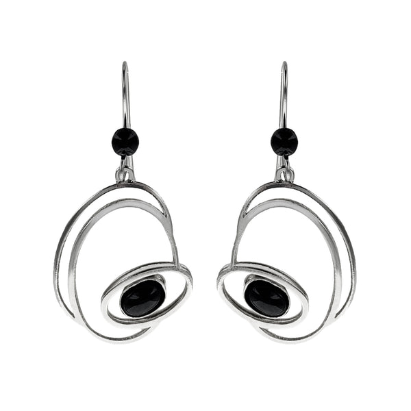  Christophe Poly Asymmetrical Ovals With Black Earrings