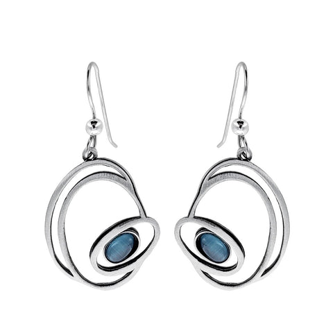 Christophe Poly Asymmetrical Ovals With Blue Earrings