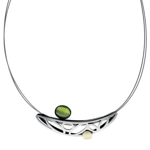 Christophe Poly Caressing Crescent Moon Green Necklace