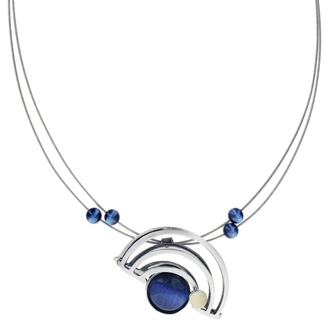 Christophe Poly Cobalt Blue Angled Arches Necklace