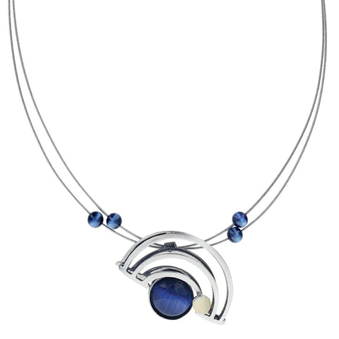Christophe Poly Cobalt Blue Angled Arches Necklace