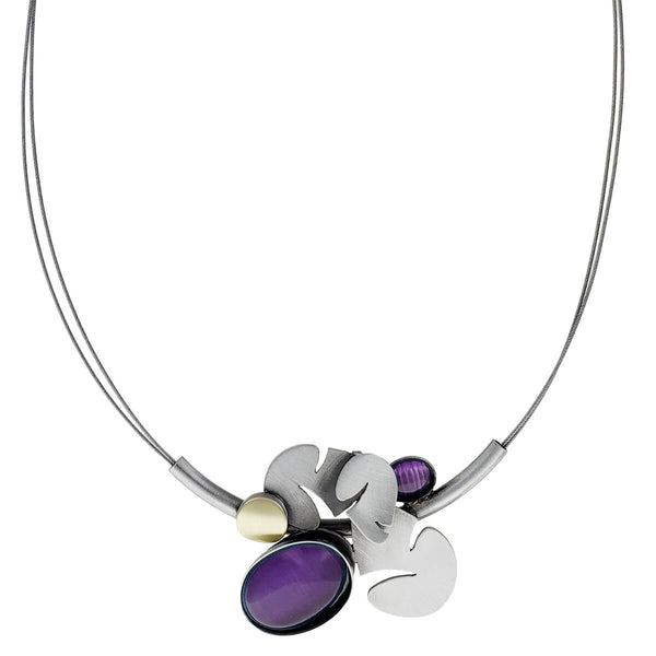 Christophe Poly Dancing Leaves With Purple Necklace
