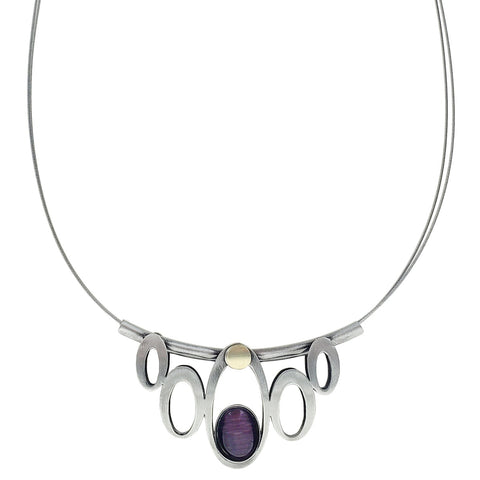 Christophe Poly Floating Ovals Purple Necklace