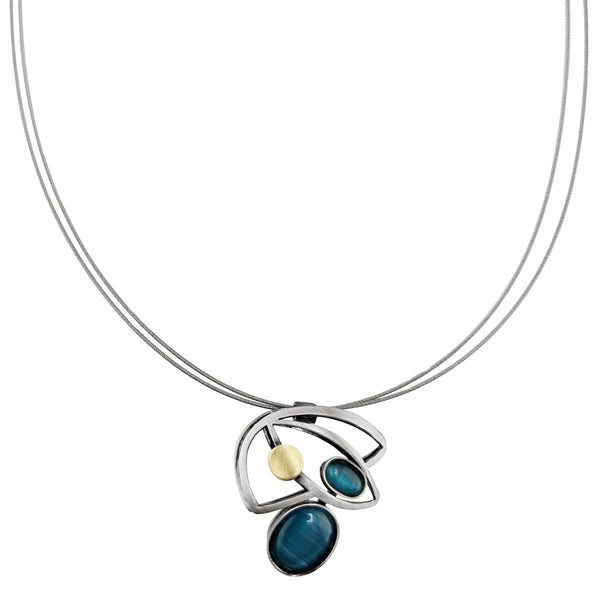Christophe Poly Flowing Blue Draping Crescent Necklace